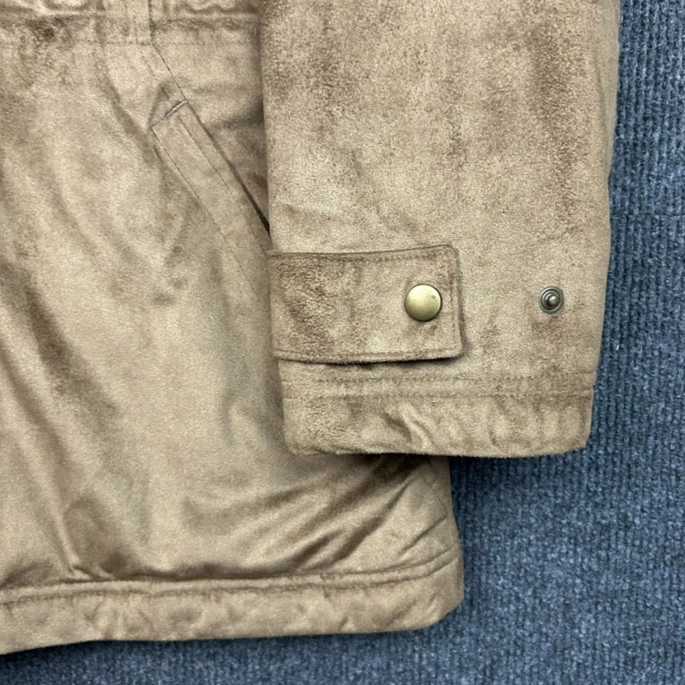 LL Bean Women's Small Faux Suede Hooded Jacket Brown Plush Full Zip Snaps - Picture 5 of 16